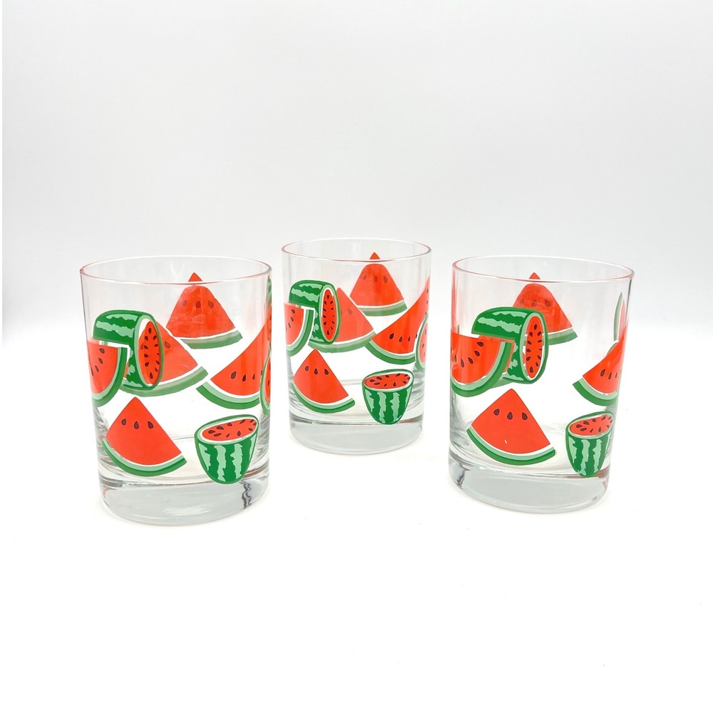 Tastesetter Set of 3 Vintage Watermelon Glasses Tumblers Drinkware‎